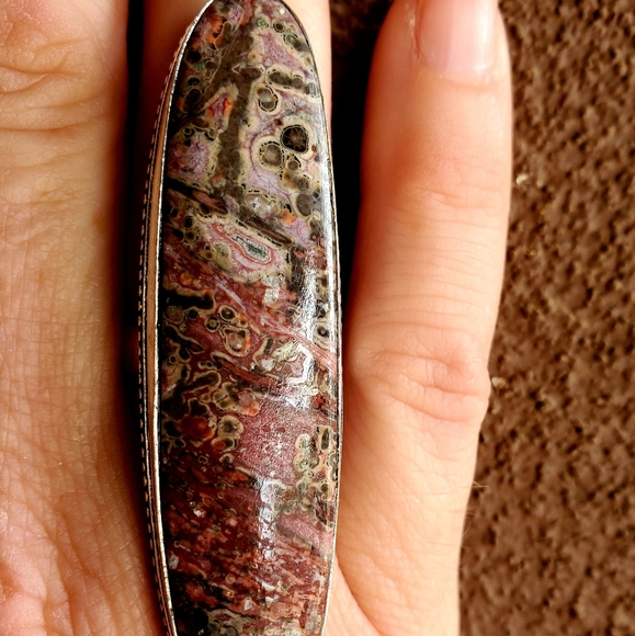 New Huge Leopard Skin Jasper 925 Silver Statement Ring. - Picture 5 of 12